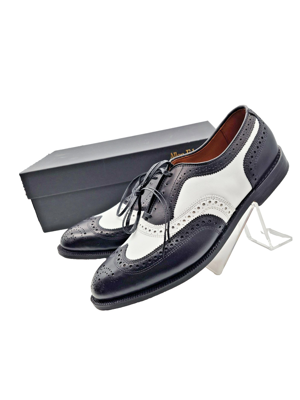 Allen Edmonds Broadstreet Black White Wingtip Spectator Oxford Dress Shoes 9.5 D
